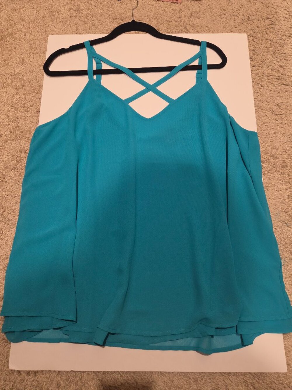 Torrid Teal Cami Blouse, Criss-Cross Straps, Plus size 1X